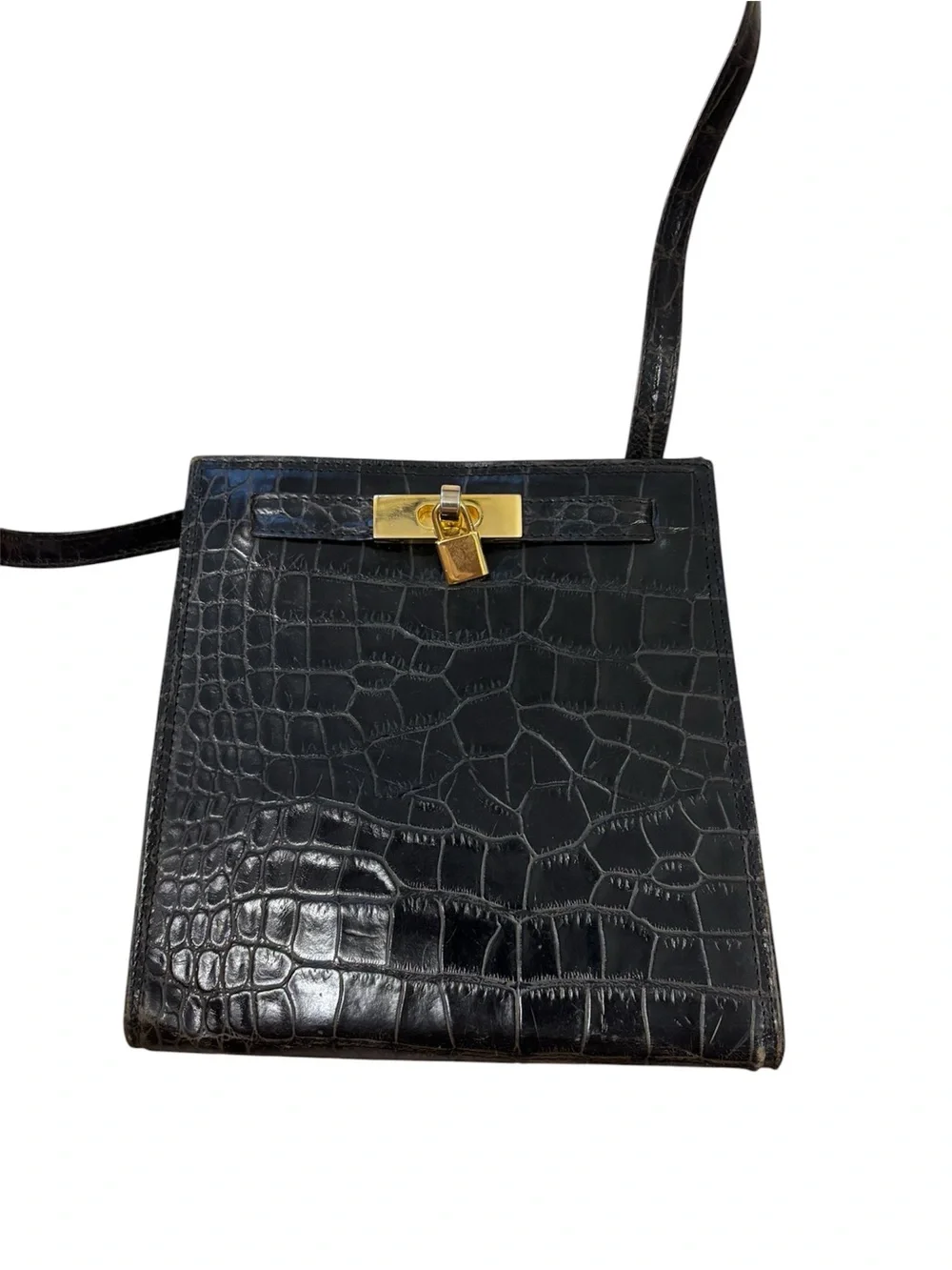 Vintage Maraolo Genuine Leather Crocodile-Embossed Shoulder Bag
